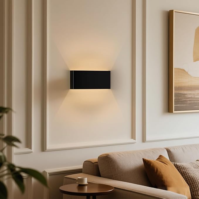 Modern Indoor Wall Sconce, 15W Dimmable 5CCT (3000K-6500K), Up and Down Lighting LED Wall Sconce, for Bedroom, Living Room, Hallway, Dresser (11 Inch - Matte Black 4 Piece)