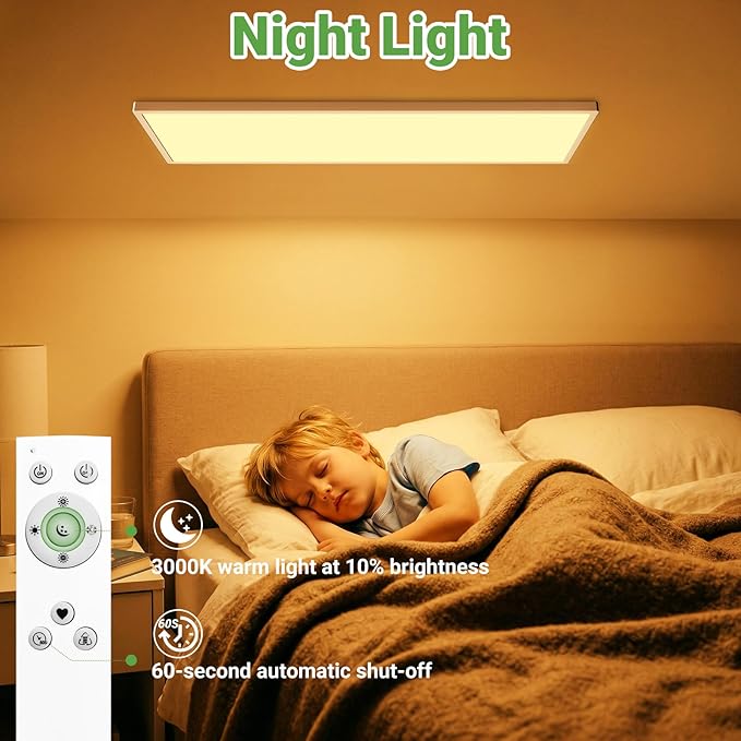 zemty LED Flat Panel Light with Remote 31.4x9.8 Inch, 36W 3800LM 3000K-6000K Adjustable Color Temperature, Dimmable Flush Mount Ceiling Light Fixture for Kitchen Bedroom Garage