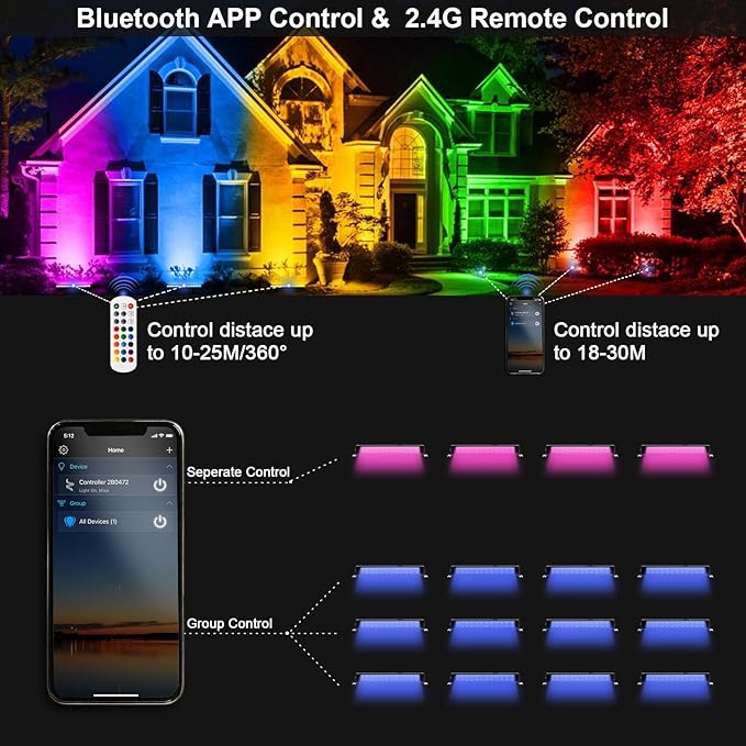 2 Pack 50W 2.4G Remote Control RGB Wall Washer Light, RGB Light bar with Remote Control & APP Control, for Birthday Party, Garden Lighting, Wall Display, Hotel, Building, Commercial Lighting