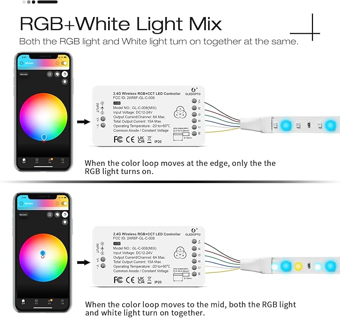 GLEDOPTO ZigBee 3.0 LED Strip Controller RGB+CCT Mix Dimmable Compatible with SmartThings Amazon Echo Plus App/Voice Control for RGB Warm White Cold White LED Strip Light (Require ZigBee Hub)