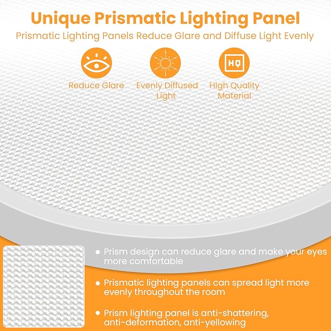 2 Pack Led Ceiling Light - 12 Inch, 24W, Flat, 3 Color Temperature Select, Round, White - LED Flush Mount Light Fixtures for Bedroom