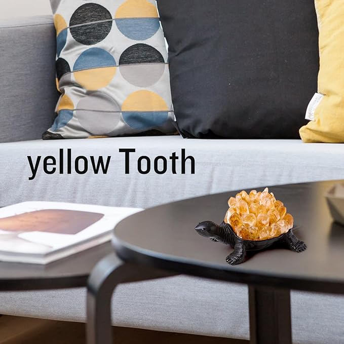 Runyangshi Natural Yellow Tooth Turtle Night Lamp Healing Crystal Bedroom Bedside Table Lamp USB Port Home Decor Women Men Gift