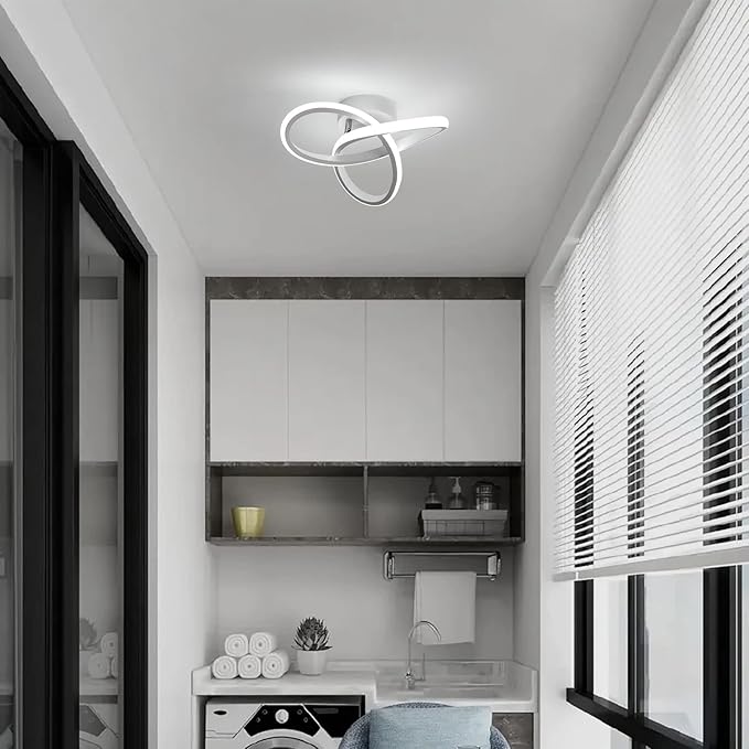 Modern LED Ceiling Light, 6500K White Light Spiral Aluminum Flush Mount Ceiling Light for Hallway, Kitchen, Balcony, Corridor, Laundry Room