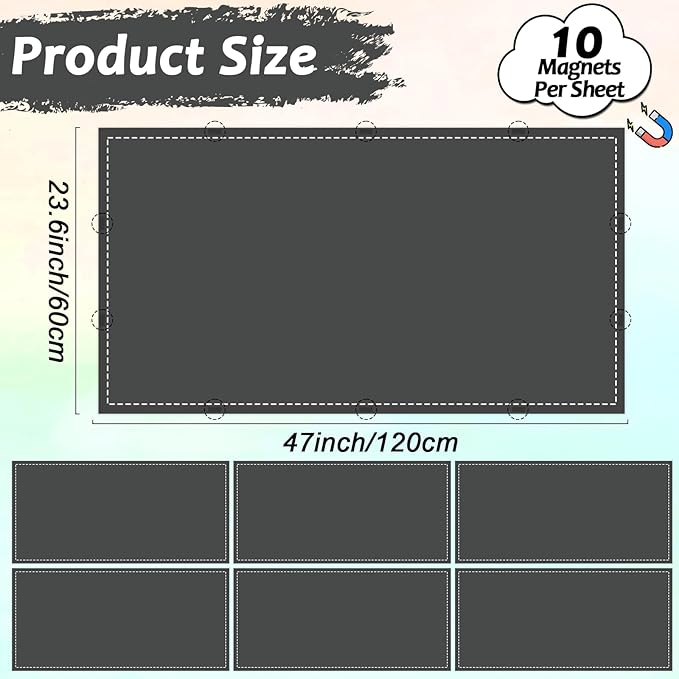Wiooffen 6 Pcs Fluorescent Light Covers with 60 Magnets Decorative for Classroom Ceiling Light 4x2 Feet Magnetic Filter Easy Install for Office Hospitals & Home Drop Ceiling Supplies(Black)