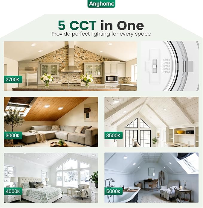 4 Inch Gimbal Led Recessed Lighting Retrofit,4 Retrofit Led Recessed Lighting,5 CCT 2700K-5000K Dimmable 8W 700LM,Compatible with TP24 Connector/E26 Bases,ETL & ES(1 Pack)