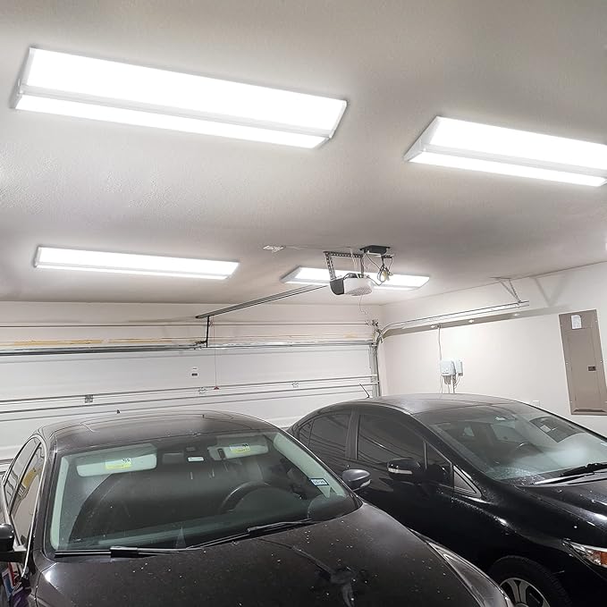 AntLux 72W 4FT LED Wraparound Office Light, Ultra Slim LED Garage Shop Lights Flush Mount, 8000 Lumens, 5000K, No Glare, 4 Foot Wrap Puff Ceiling Lighting Fixture, Fluorescent Tube Replacement, 4 Pack