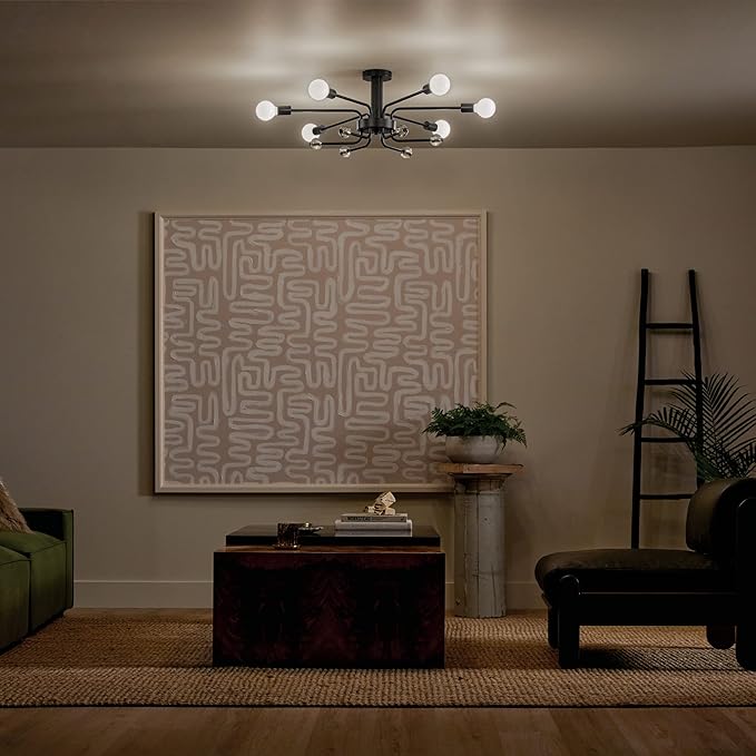 KICHLER Ocala 52602BK Flush Mount 6-Light 41.25˝ with Clear Crystal in Black