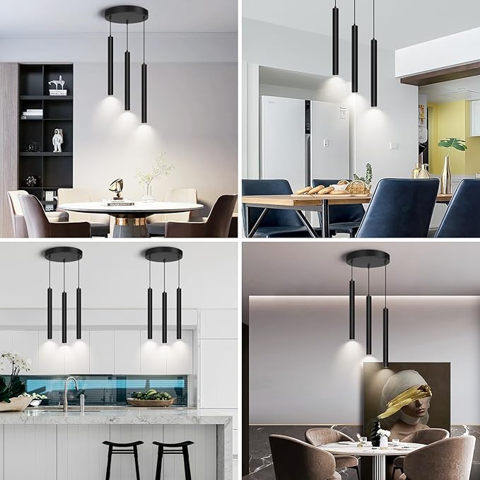 OKELI Modern 3-Light Pendant Light Fixtures Round Pendant Lights Kitchen Island LED Minimalist Pendant Lighting Fixture for Kitchen,Dinning Room,Bedroom,Hallway,Bar