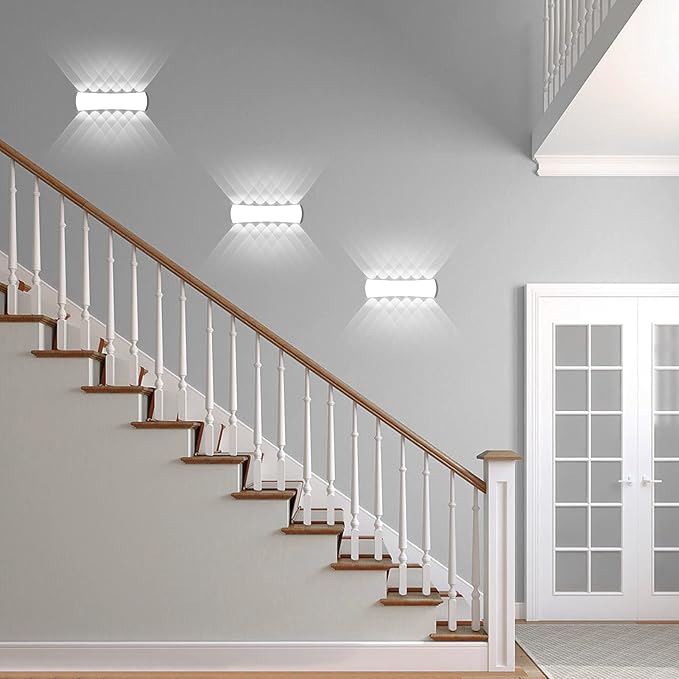 Kawell 12W Modern Wall Sconces LED Wall Light Up Down Indoor Outdoor Aluminum Wall Lamp LED Waterproof IP65 for Bedroom Living Room Bathroom Stairs Hallway Corridor Porch, White 6000K