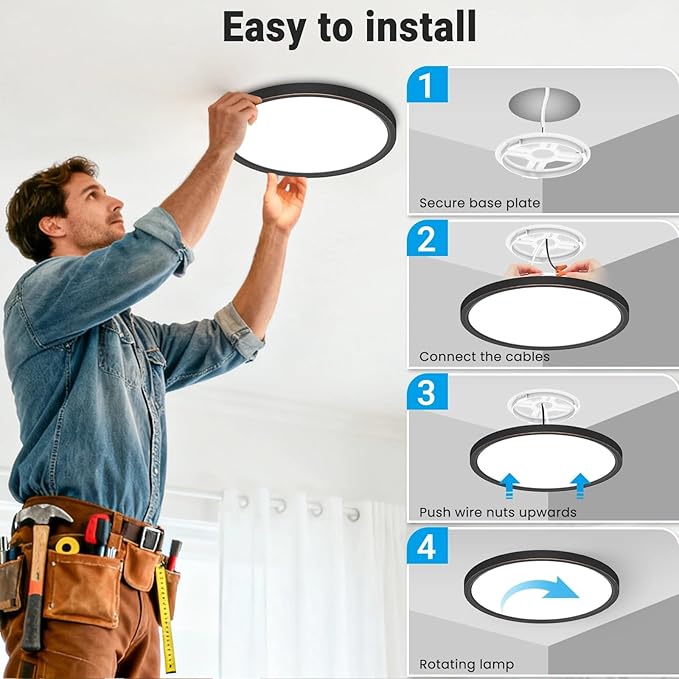 2 Pack LED Flush Mount Ceiling Light,7Inch 15W,3000K/3500K/4000K/5000K/6500K 5 Color Temperatures Ceiling Light Fixture for Kitchen Porch Hallway Bedroom Bathroom Closet,Oil-Rubbed Bronze