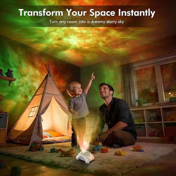 Rossetta Dual Lens Galaxy Projector, Star Projector for Bedroom with White Noise & Bluetooth Speaker, Remote, Timer, Aurora & Nebula Night Light for Easter, Party, Yoga, Gifts for Kids Adult Teen