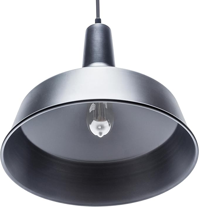GLOBE Electric 65155 1-Light Industrial Warehouse Pendant Lighting, Matte Black, Hanging Lamp, Hanging Lights, Ceiling Light Fixture
