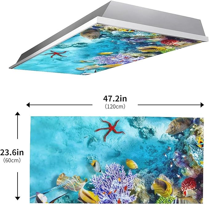 2 Pack Fluorescent Light Cover for Ceiling, Sea Ocean Magnetic Classroom Lights Covers, Supplies for School, Home Office