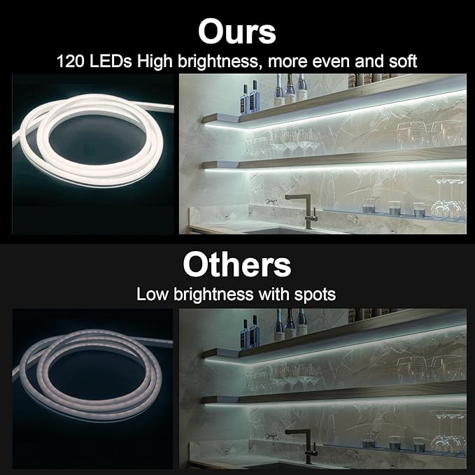 Neon Light Strips, Cool White Dimmable LED Strip Lights, 16.4ft/5m Flexible Waterproof LED Neon Rope Lights DIY LED Strip Lights for Gaming Bedroom Outdoor Decor (Power Adapter Included)