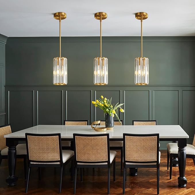 Gold Pendant Lighting Modern Pendant Light Mini Crystal Chandeliers Adjustable Pendant Light Fixture for Kitchen Island Dinning Room Corridor Bedroom (Gold 1-Light)