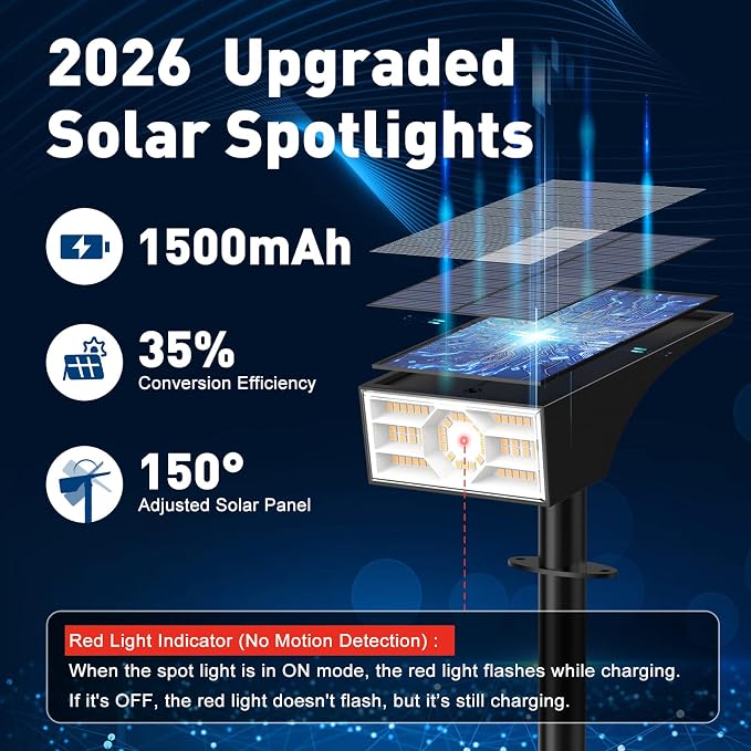 Solar Spot Lights Outdoor, 6 Pack/56 LED Outdoor Lights for Yard Waterproof IP68, 4 Lighting Modes Solar Landscape Spotlights, Auto On/Off Solar Powered Flood Lights Garden Pathway,Warm White