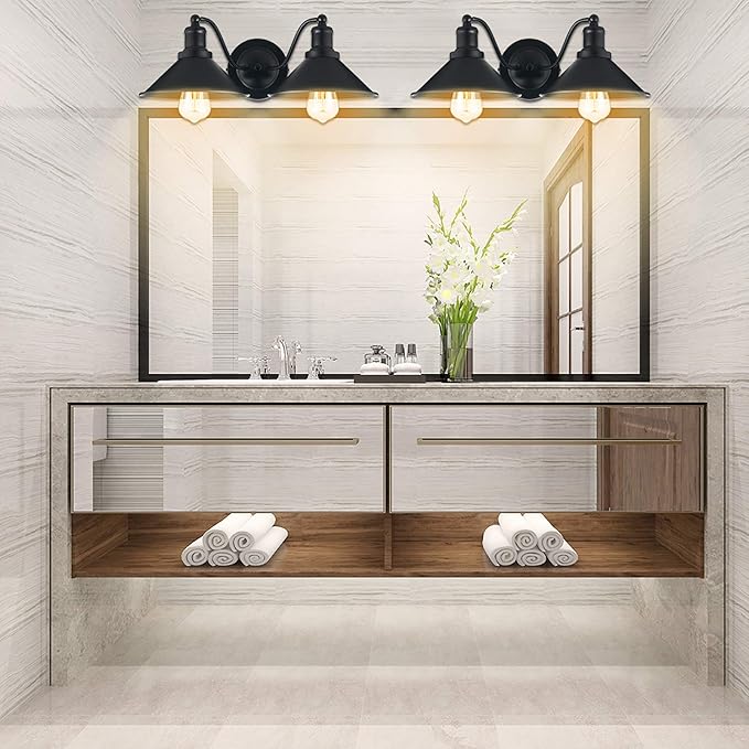 2-Light Bathroom Vanity Light Wall Sconce Industrial Kitchen Bathroom Farmhouse Wall Lighting Oil Rubbed Black Finish Rustic Wall Lamp