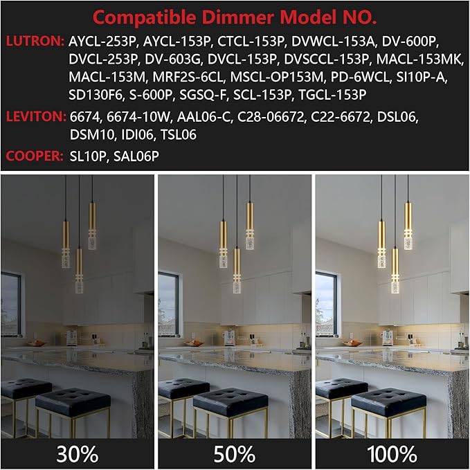 Pendant Lights Kitchen Island, Crystal Pendant Light Fixtures Mini 18W LED Modern Kitchen Pendant Lighting Over Sink and Living Room and Bedroom (Gold 3 Light)