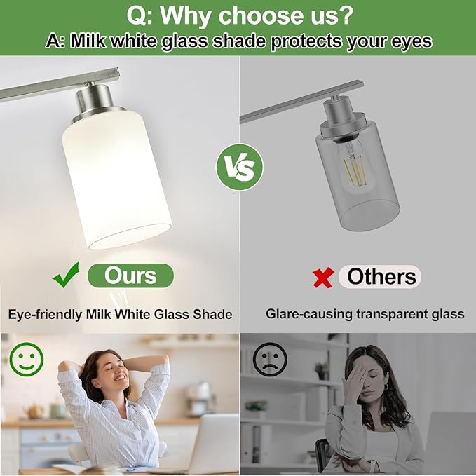 MOKATNG 5-Light Vanity Light with Milky White Shades, Brushed Nickle Bathroom Lighting Fixtures Over Mirror, Modern Bathroom Wall Lamp for Mirror Living Room Cabinet Bedroom
