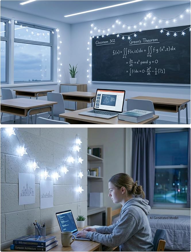 Star String Lights Battery&USB Powered,19FT 50LED Star Fairy Lights with Remote, Hanging Star Lights for Home, Kids Tent, Bedroom,Porch, Classroom, Christmas,Party,Room Decor,White