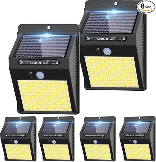 kolpop 6 Pack Solar Motion Lights Outdoor, 3 Modes/100LED Security Wireless IP65 Waterproof Wall Outdoor for Front Door, Backyard, Garage, Deck(Warm White)