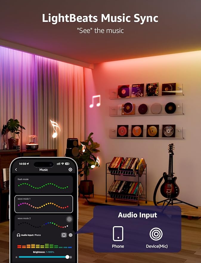 Lepro S2 AI Smart LED Strip Lights - 32.8ft RGBCW Light Strips with 2700K-5700K Tunable Warm White, Color Segment DIY, Personalized Al Lighting Designer, APP Control(No Remote), 2.4G Wi-Fi & Bluetooth