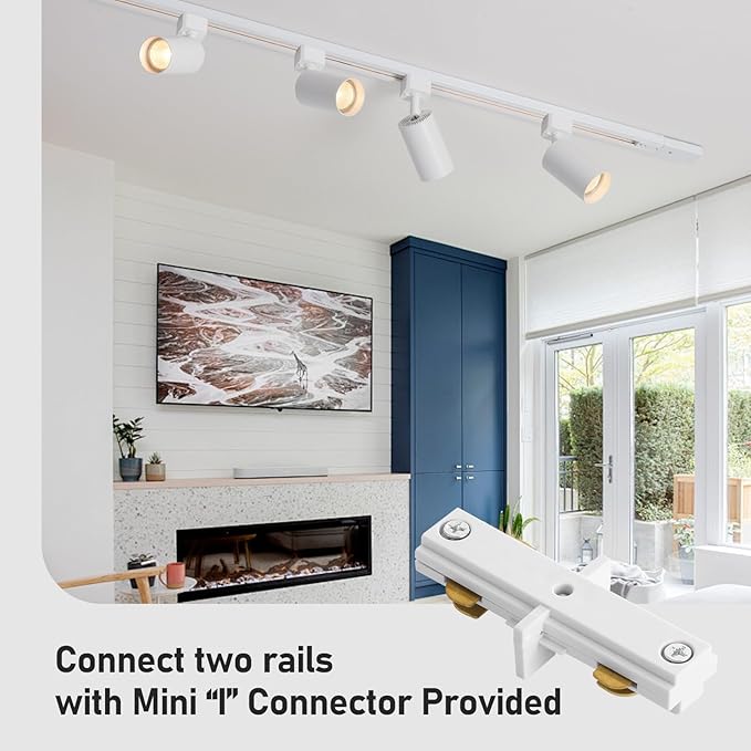 6 Lights LED Track Lighting Kit with 6.6FT H Track Lighting Rails & Floating Canopy Connector, GU10 Track Light Kit Modern Kitchen Track Lighting Fixtures Ceiling Spot Light, White - No Bulbs
