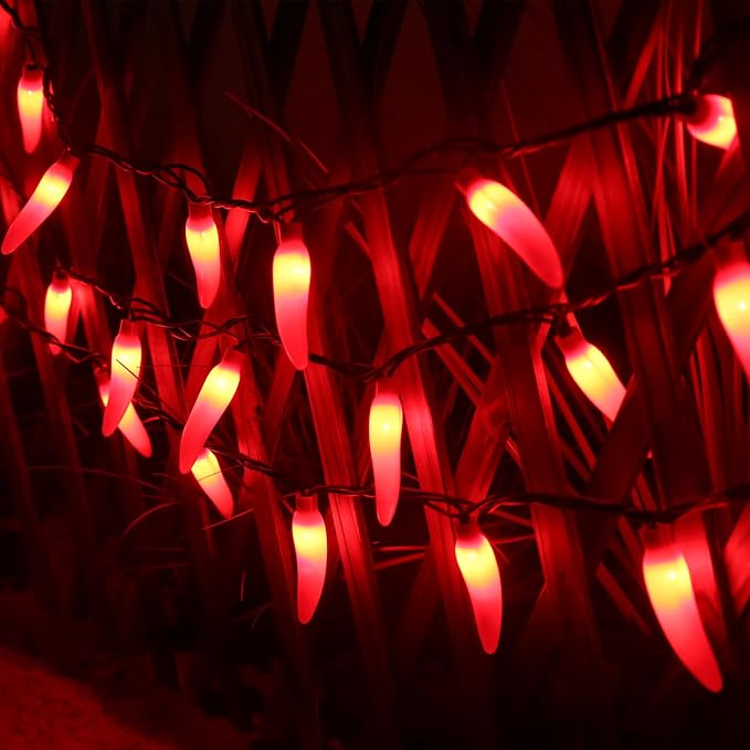 LIDORE Chili Pepper String Light Summer Kitchen Garden Patio Decoration Fairy Light Connectable Plug in UL Listed 35 Counts Red Chili 13FT