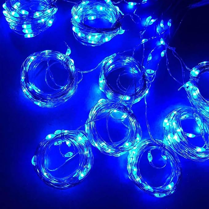 300 LED Fairy Lights, Twinkle Lights with 8 Light Modes, 9.8x9.8Ft Curtain String Lights Remote Control for Christmas, Bedroom, Indoor, Outdoor, Weddings, Party, Birthday Decor (Blue)