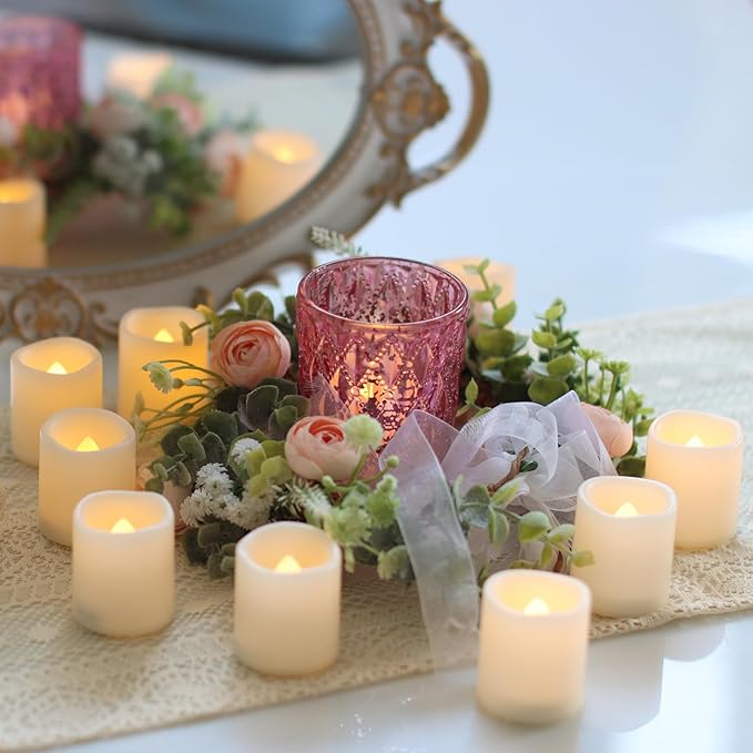 48 Pack Flameless Votive Candles Flickering Electric Fake Candles LED Battery Operated Tea Lights for Home Wedding Decor Party Table Halloween Christmas Decorations, Warm White Glow