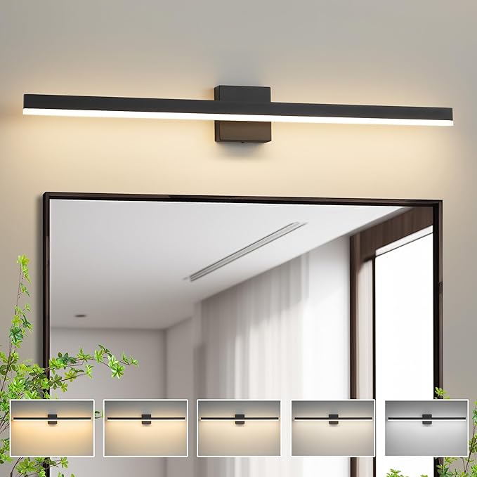 Black Bathroom Vanity Light 39.4 inch, 30W Dimmable 5CCT LED Modern Bathroom Light Fixture Over Mirror - ETL Certificated