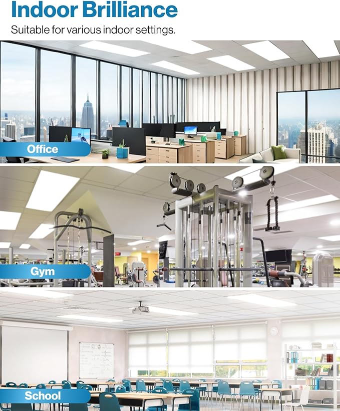 Sunco 2x4 LED Flat Panel Light Drop Ceiling Office Fixture, 7700 LM, Selectable Features, 40W/50W/60W, 4000K/5000K/6000K, Dimmable (0-10V), Dustproof ETL 4 Pack