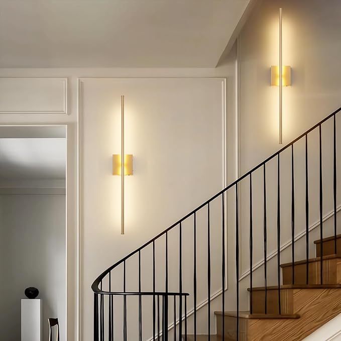 KARTOOSH Battery Operated Wall Sconces with Remote Control, Dimmable Wall Sconces Set of Two, 350°Rotate, 3000K LED Gold Wireless Wall Light for Living Room, Hallway, Bedroom, 40.1 Inch (2 Pack)