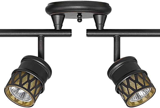 GLOBE Electric 59086 6-Light Foldable Track Lighting, Oil Rubbed Bronze Finish, Adjustable Champagne Glass Heads, Ceiling Light Fixture for Kitchen Island, or Dining Room, GU10 Base, Timeless
