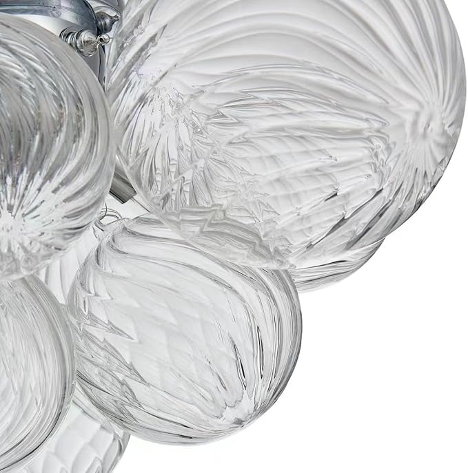Shrine Lighting Chrome Bubble Glass Ceiling Light, Flush Mount Ceiling Light for Living Room, D18'' x H9'', G9*4 Sockets, Globe Glass Shade & Chrome Finish Frame