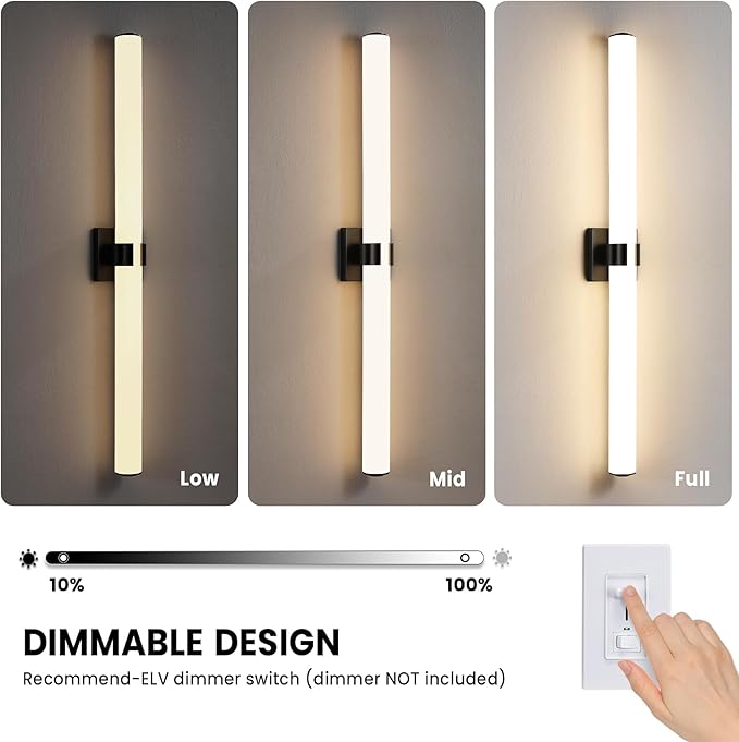 AIJIASI Bathroom Vanity Light - 39 Inch Black Bathroom Lighting Fixtures Over Mirror 36W 3000K Dimming LED Vanity Light Bar Modern Vanity Light Fixture for Mirror Bedroom Living Room