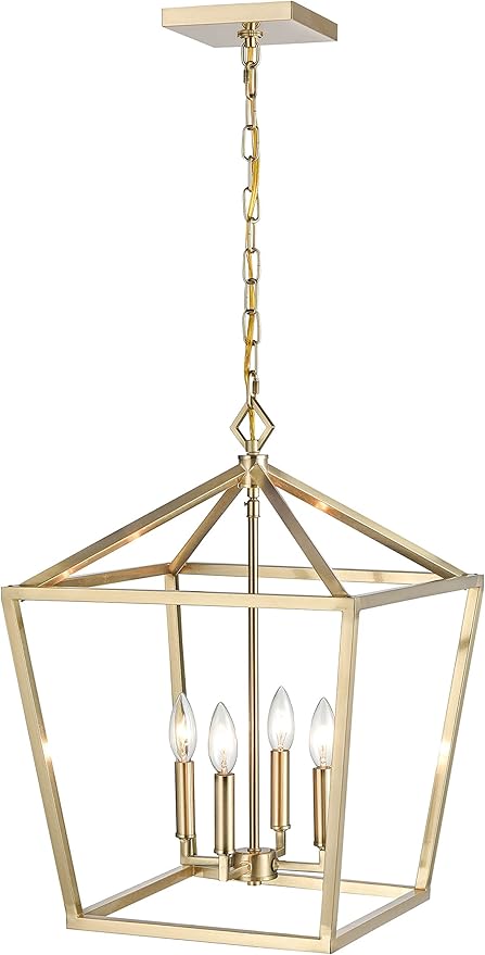 ML Lighting 3244-MG Transitional Four Light Pendant, Champ, Gld Leaf Finish, Modern Gold
