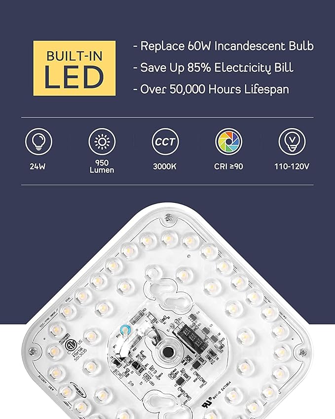 CALDION 3Pack 12 inch Flush Mount LED Ceiling Light Fixture, 3000K Dimmable, 24W 950 Lumens, Round Close to Ceiling Lights for Bedroom Kitchen Hallway or Stairwell