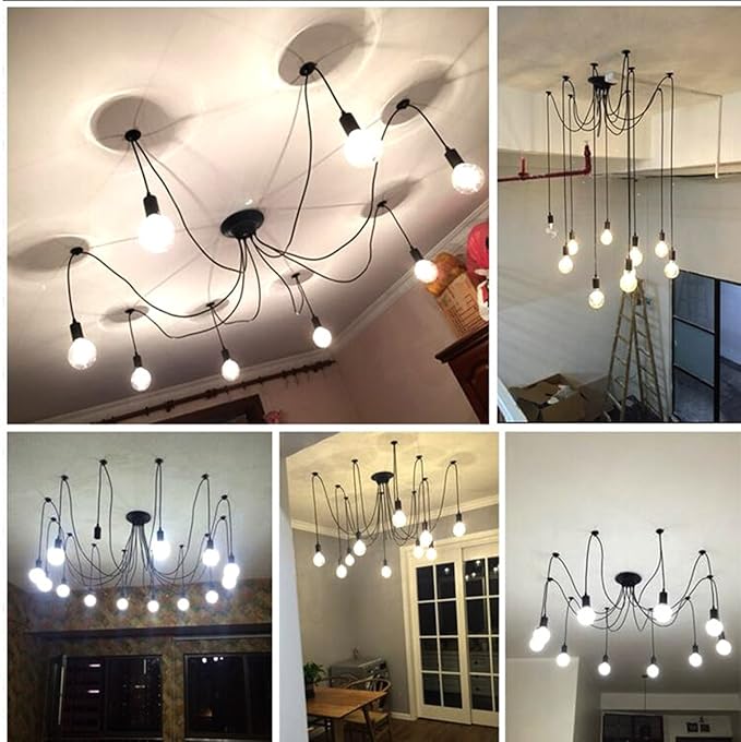 Ceiling Spider Lamp Light Pendant Lighting, Antique Classic Adjustable DIY Lighting Chandelier Modern Chic Industrial Dining 8 Arms(Each with 1.7m Wire)