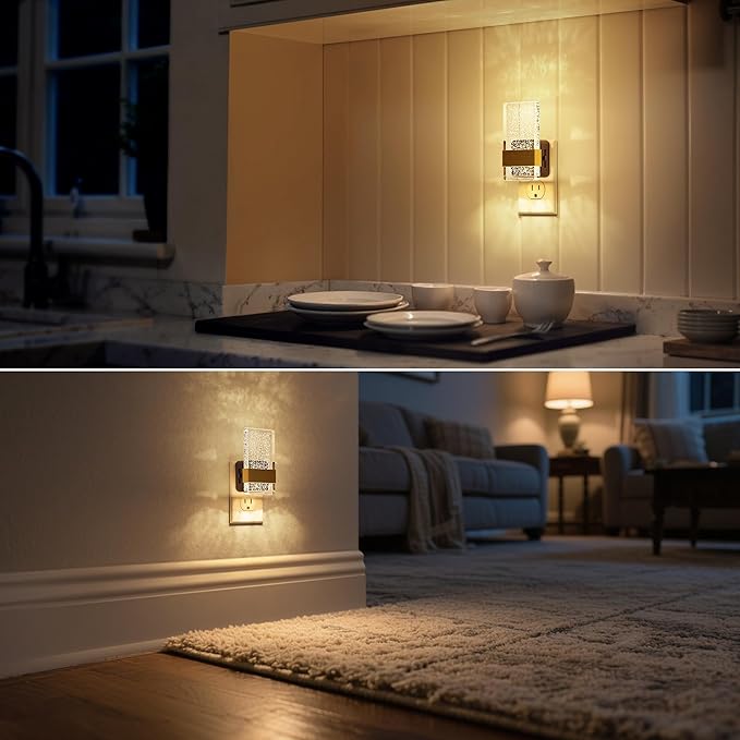 DORESshop LED Night Lights Plug Into Wall [2 Pack], 0-100LM Dimmable Nightlight, Bubble Decorative Night Light with Dusk-to-Dawn Sensor, Wall Sconce-Style Design Nightlights for Bathroom, Hallway,Gift