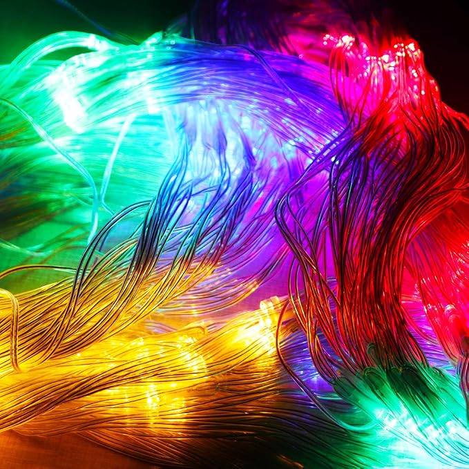 LED Net Light Christmas Mesh Lights, 240LED Timer Tree Warp Fairy Lights Outdoor Hanging String Light for Christmas, Halloween, Garden, Walkway, Bushes Decor-9.8ft x 6.6ft(Colorful)