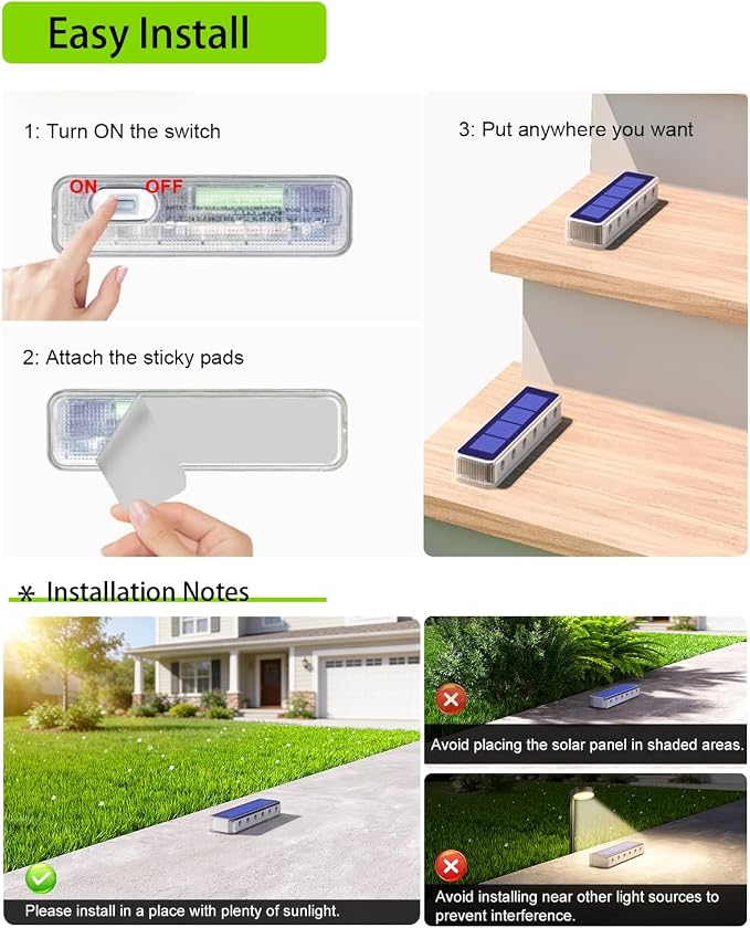 DetarZinLED Blue Solar Lights for Outside 4 Pack, 12 LEDs 2-Sided Illumination Solar Dock Lights Outdoor IP68 Waterproof, Auto On/Off Solar Deck Lights for Steps,Stairs,Driveway,Pathway,Sidewalk,Porch