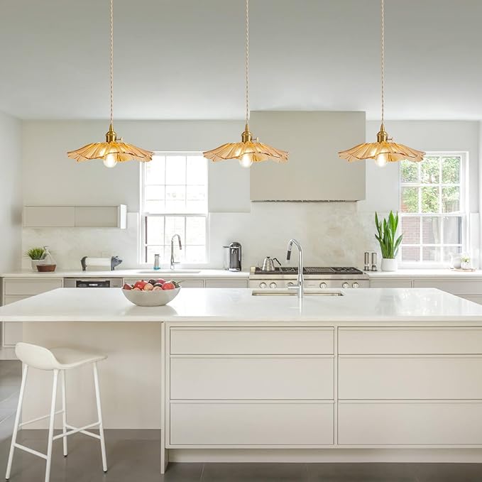 Pendant Light Kitchen Island Amber Glass Hanging Light Fixture Folwer Light Vintage Pendant Lights Modern Lighting for Bedroom Kitchen Hallway Bathroom Brown Sunflower