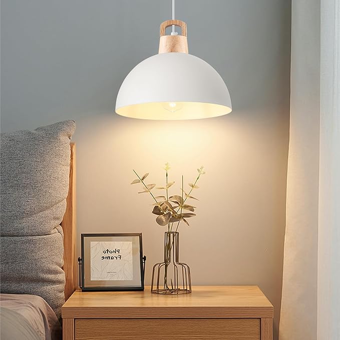 Farmhouse Pendant Light; 3 Packs 11.8 inch White Pendant Light; Kitchen Pendant Lights; Industrial Pendant Lighting; Pendant Lights Kitchen Island for Bedroom; Living Room; Library; Office