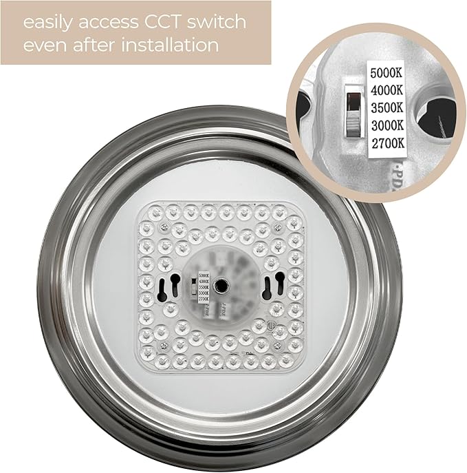 Builder Essential Collection LED 16W 1,350 Lumens 11in Round Flush Mount Ceiling Light with White Marbled Glass and 5-CCT Selectability 2700-3000-3500-4000-5000K and in Brushed Nickel