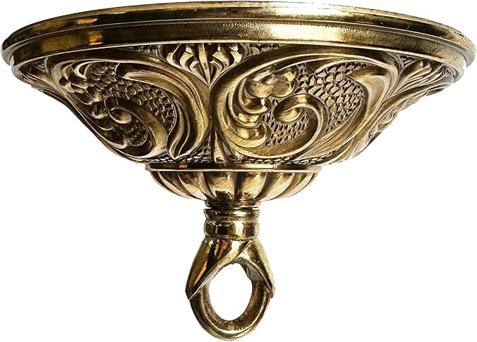 5.51 Inches Diameter Heavy Duty Brass Light Canopy Kit with Hooks, Antique Chandelier Replacement Parts with Mounting Hardware, Replacement Ceiling Light Cover Plate (Brass, B-01)