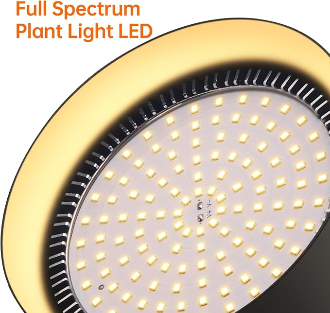Bstrip 50W Double-Head One Cord Grow Lights for Indoor Plants full Spectrum 3000K, Black LED Grow Light Bulb with Timer & 16.4FT Power Cord, Perfect for Tall Plants, Flowers, and Greenhouses in Winter