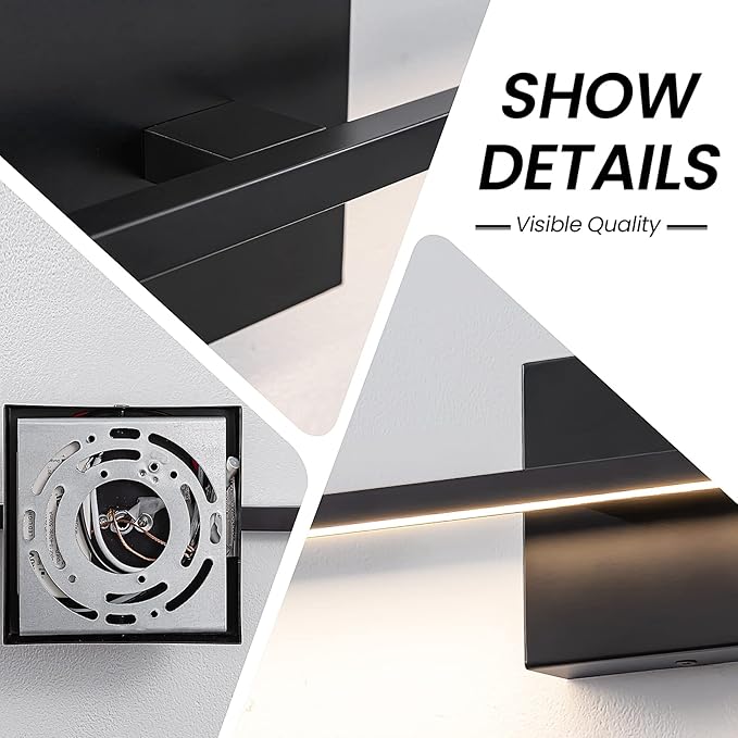 Black Bathroom Light Fixtures - 24 Inch Black Vanity Lights for Bathroom Led Vanity Lighting Bar Over Mirror Dimmable Wall Sconce with 3500K Warm White