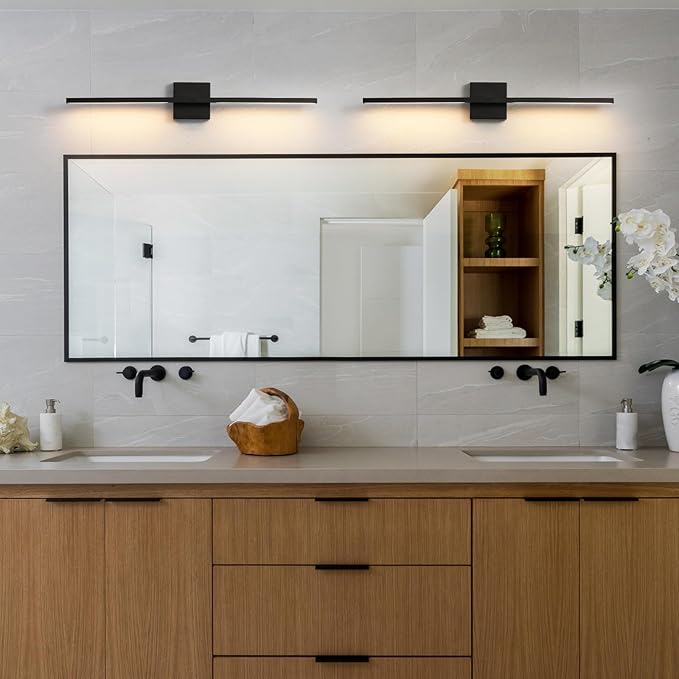 Black Bathroom Vanity Light 30 Inch 360° Rotatable 18W Dimmable 5CCT LED Black Bathroom Light Fixture Over Mirror Modern Vanity Lights for Bathroom Mirror Bedroom Wall Sconce Lighting