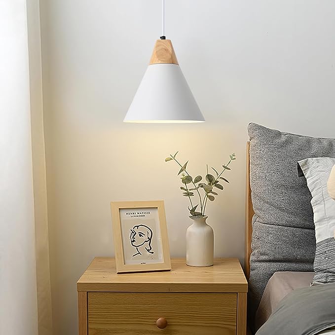 Plug in Pendant Light, 2 Pack 9.4inch Hanging Lights with Plug in Cord 14.7 ft, White Pendant Light Plug in, Hanging Pendant Light, Hanging Lamp Plug in for Bedroom Living Room Kitchen Island